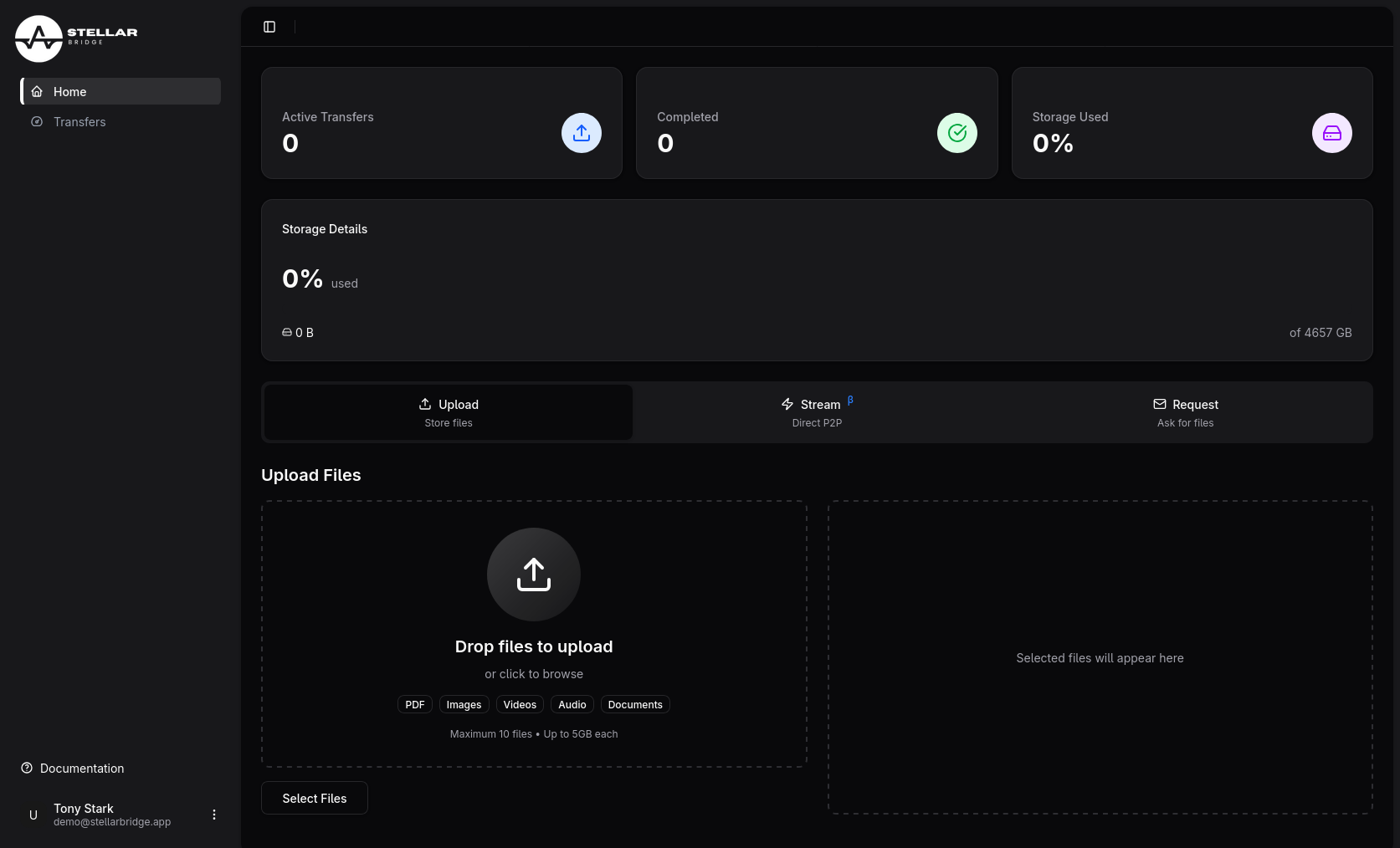 Stellarbridge dashboard